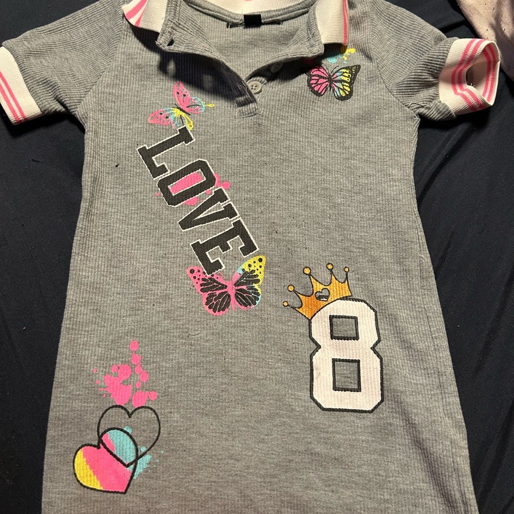 Source Unknown Gray Kids Casual Dress with Colorful Accents